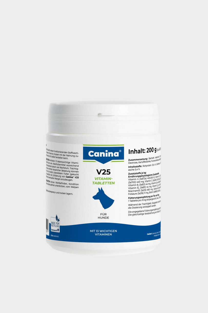 Canina V25 Vitamin-Tabletten für Hunde, 200 g: 13 Vitamine zur Unterstützung von Gesundheit & Vitalität, deckt Nährstoffbedarf.