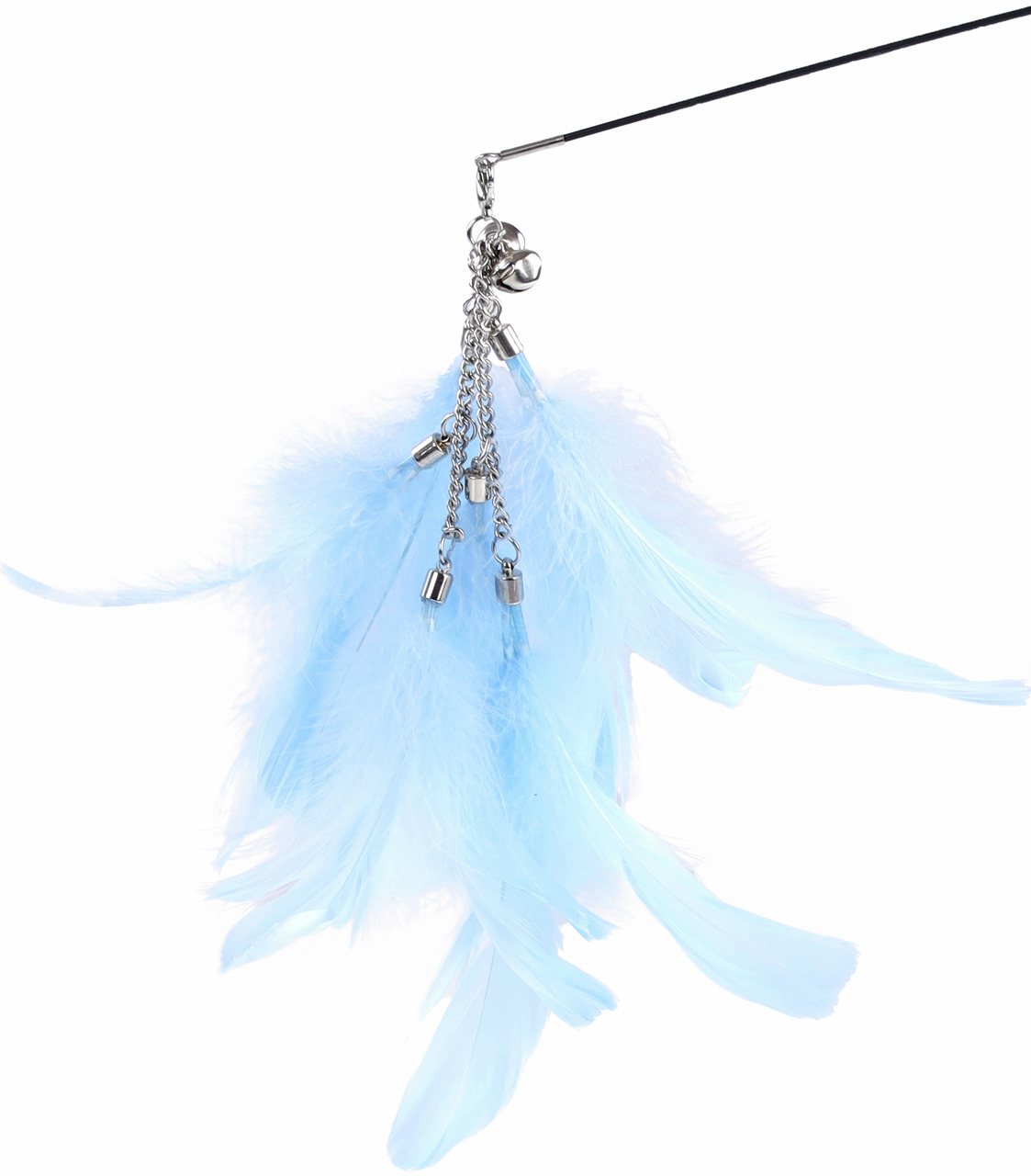 Flamingo Katzenspielzeug: Spielangel mit hellblauen Federn & Glöckchen, für Katzen aller Altersgruppen, fördert Bewegung & Spieltrieb.