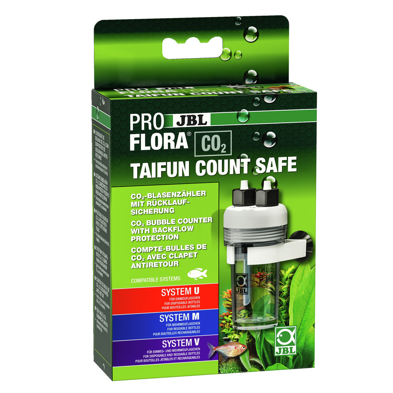 JBL ProFlora CO2 Taifun Count Safe: CO2-Blasenzähler m. Rücklaufsicherung f. Aquarien, Pflanzenwachstum, System U-M-V-kompatibel.