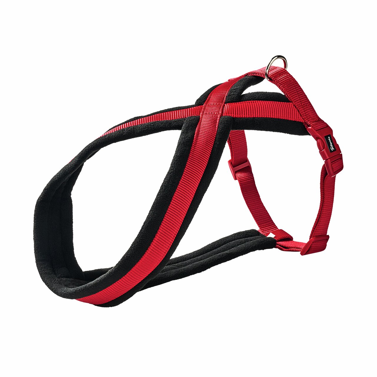 Allpets Hundegeschirr, rot, Nylon, gepolstert, für alle Hunde, verstellbar, Metallring, ideal für Spaziergänge & Sport.