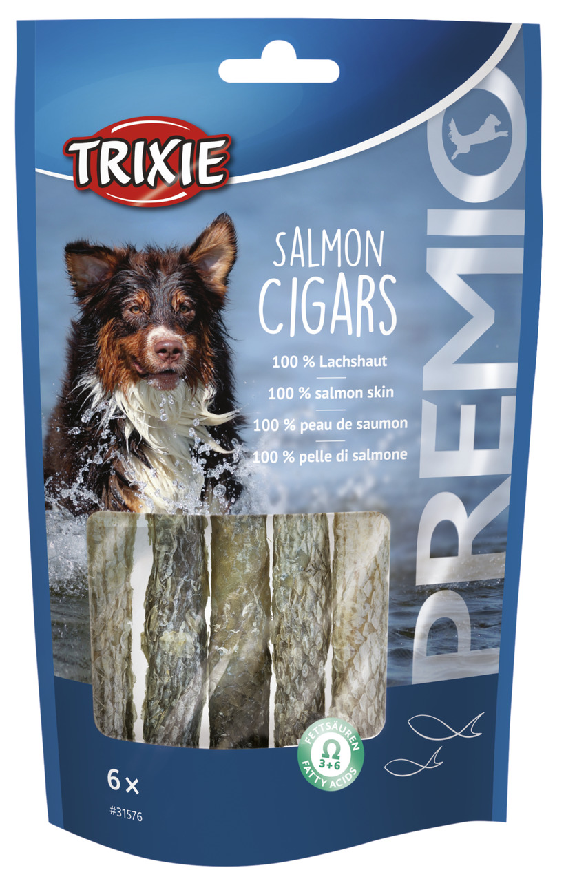 Sparpaket 2 x 70 g Trixie Premio Salmon Cigars 100 % Lachshaut Hunde Snack