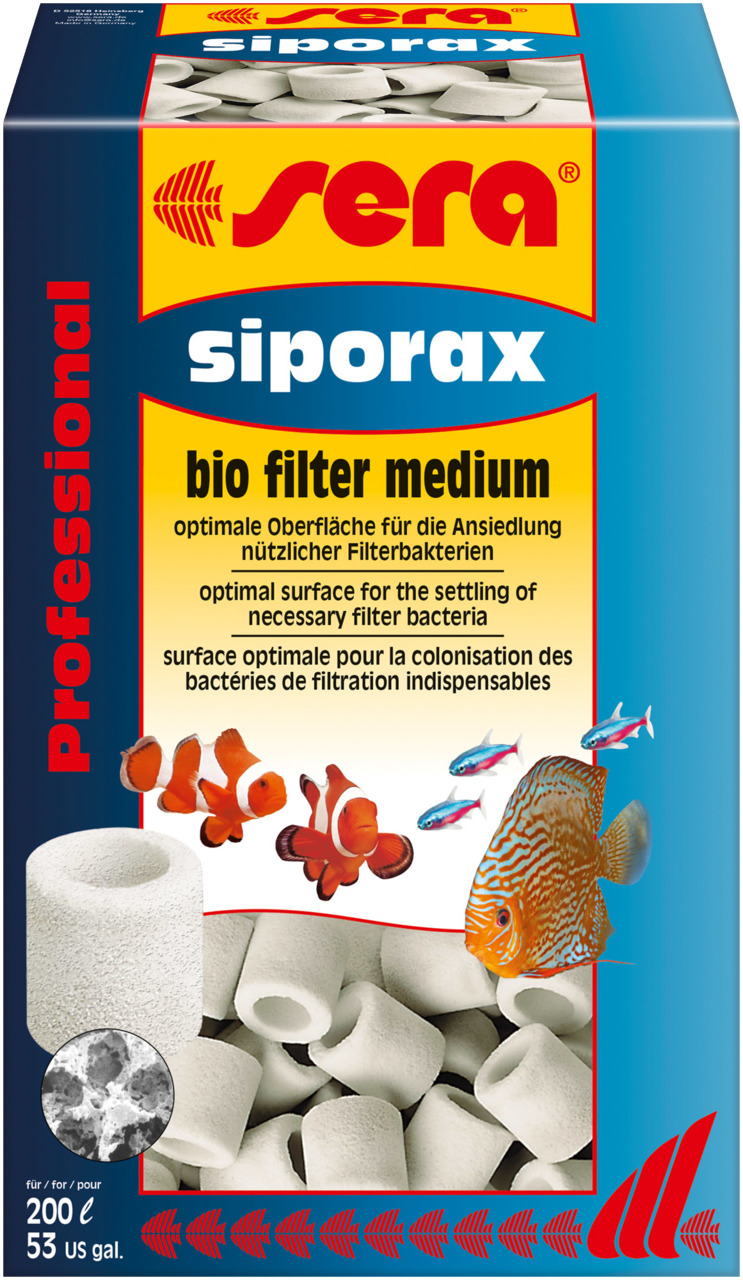 Sera Siporax Prof. Bio Filter Medium, für Aquarienbesitzer, optim. Oberfläche f. Filterbakterien, 200 L.