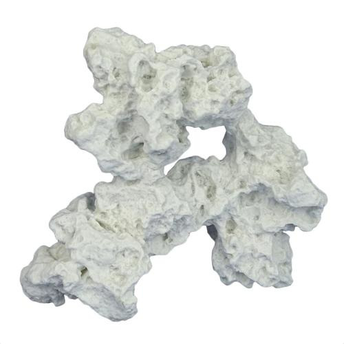 Ein weißes, naturgetreu gestaltetes Dekorationselement aus künstlichem Gestein der Marke AQUA DELLA, geeignet für Aquarien. Das Produkt ist speziell für Aquarienliebhaber entwickelt und bietet Fischen Versteckmöglichkeiten. Es ist langlebig, ungiftig und 