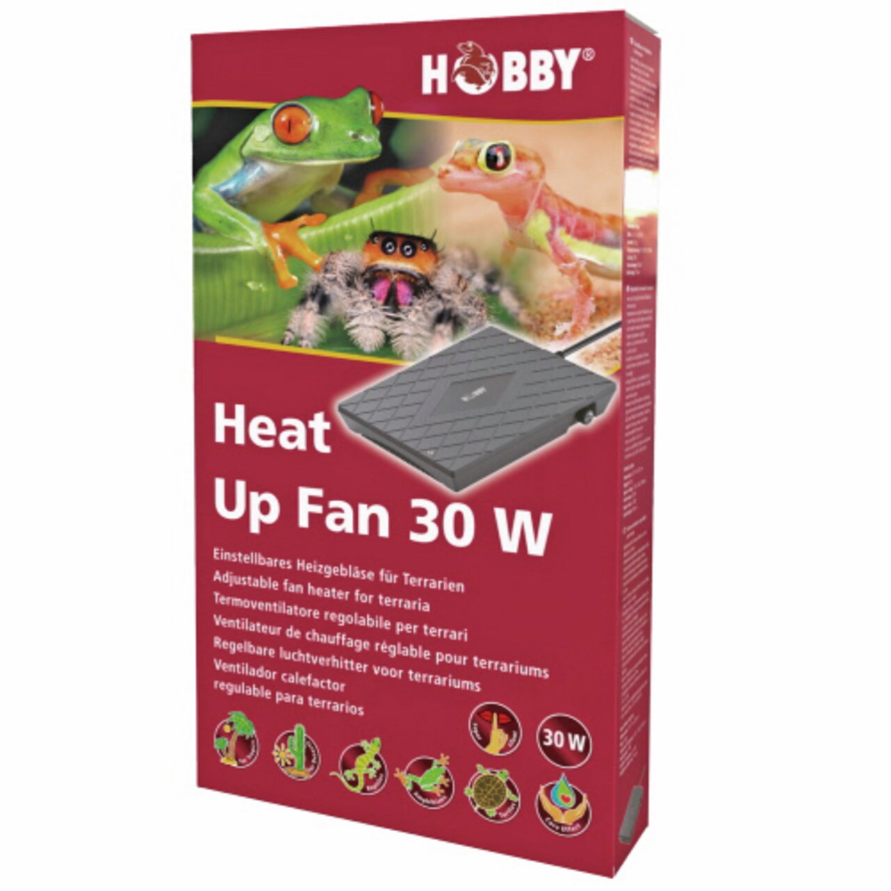 HOBBY Heat Up Fan 30 W, einstellbares Heizgebläse für Terrarien, für Reptilien und Amphibien, leistungsstark und platzsparend.