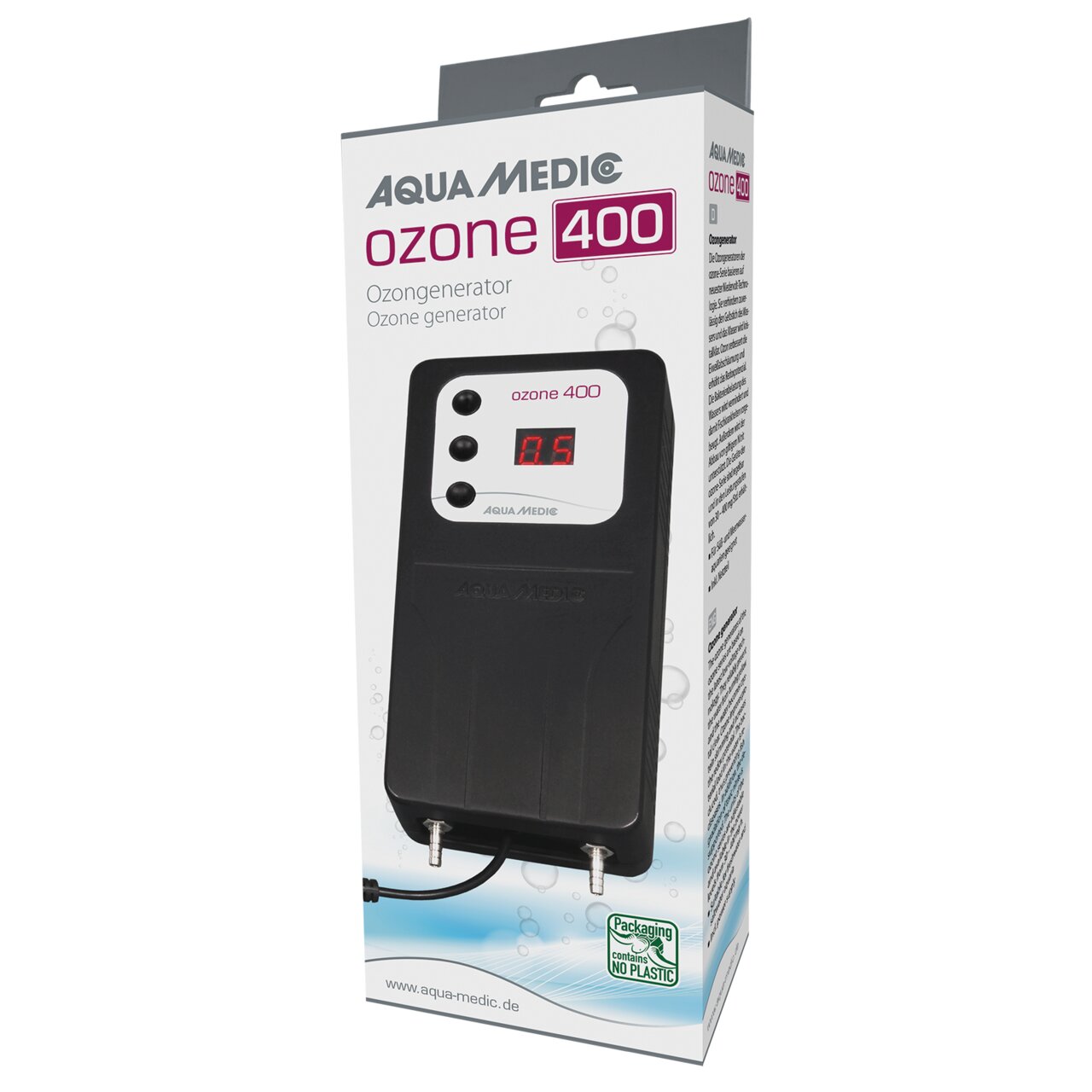 Aqua Medic Ozone 400 Ozongenerator, für Aquarien, reduziert Verunreinigungen, umweltfreundl. Design, digitales Display.