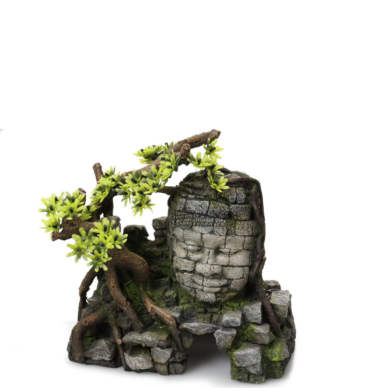 AQUA DELLA Dekorationsobjekt, alte Ruine mit Pflanzen u. Steinen, für Aquarienliebhaber, Maße u. Details auf Bild sichtbar.