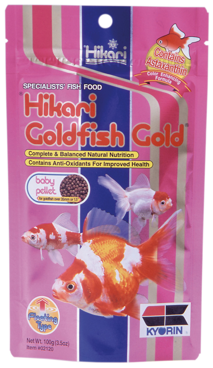 Hikari Hikari Goldfish Gold, schwimmendes Fischfutter für Goldfische >35 mm, 100 g, mit Antioxidantien & Astaxanthin für Gesundheit & Farbe.