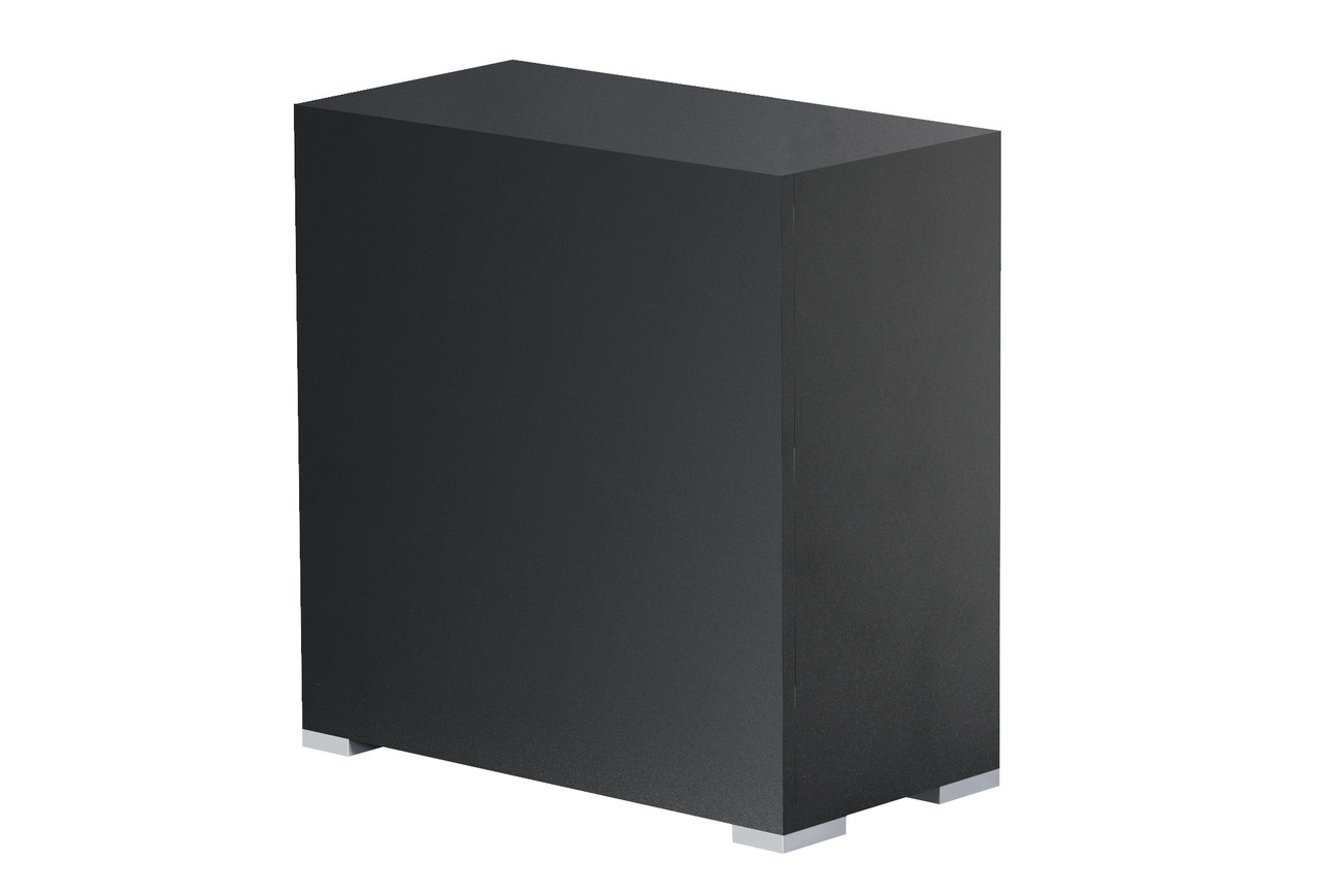 Oase Unterschrank, schwarz, für Aquarien-Filtersysteme, glatte matte Oberfläche, silberne Füße, ideal für Zubehör, rechteckig.