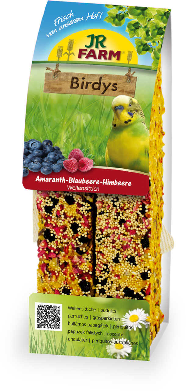 Sparpaket 2 x 130 g JR Farm Birdys Amaranth-Blaubeere-Himbeere Wellensittich Vogel Snack
