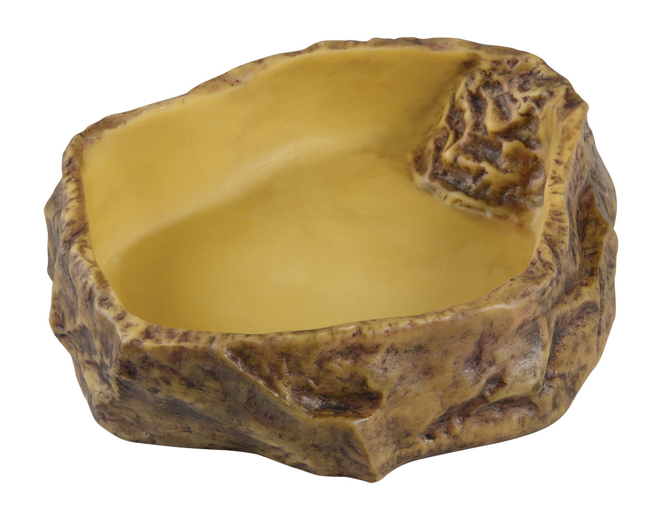 Exo Terra Wassernapf für Reptilien, Felsoptik Braun/Gelb, robust, leicht zu reinigen, sichere Trinkmöglichkeit, für Terrarien.