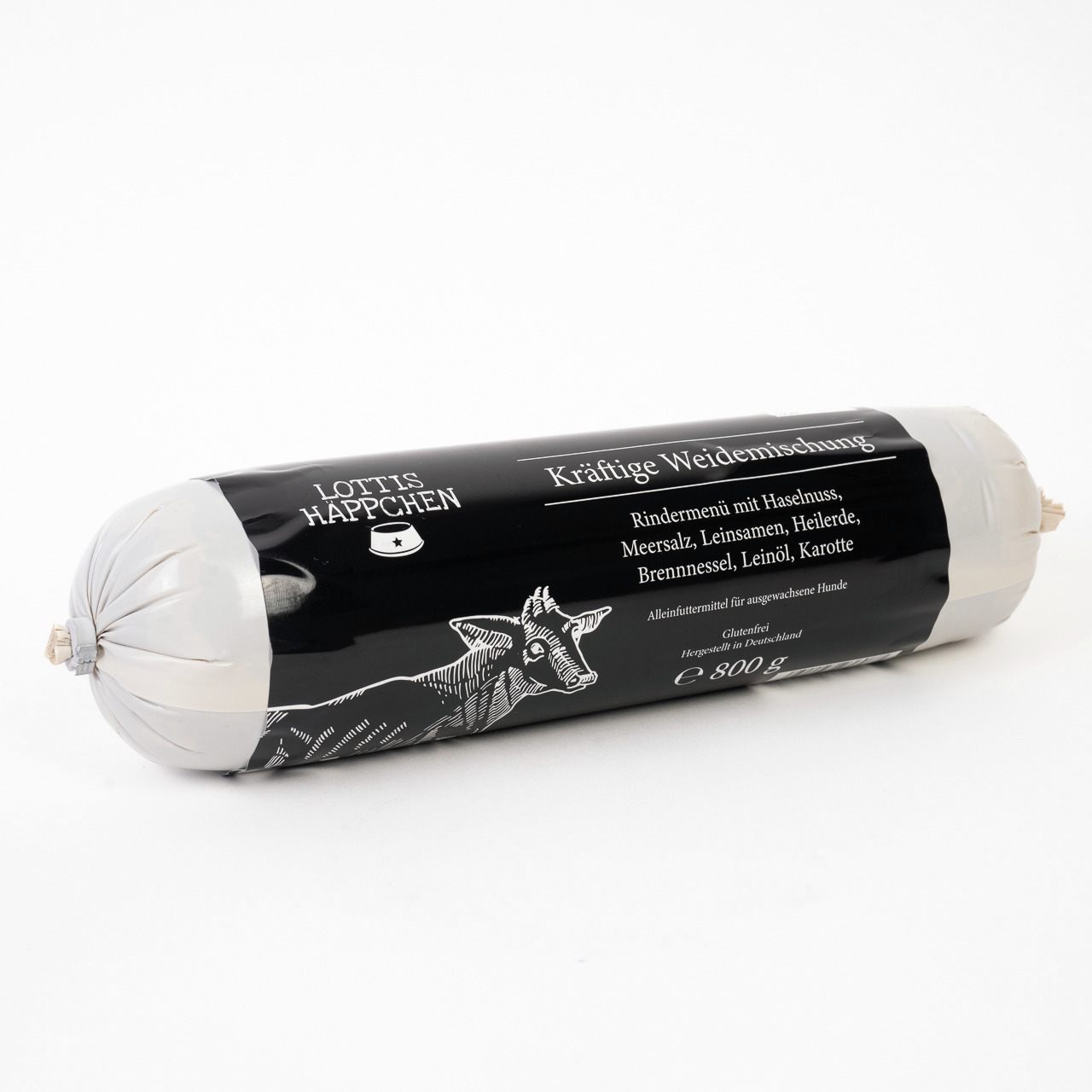 Sparpaket 6 x 800 g Lottis Häppchen Kräftige Weidemischung Hunde Nassfutter