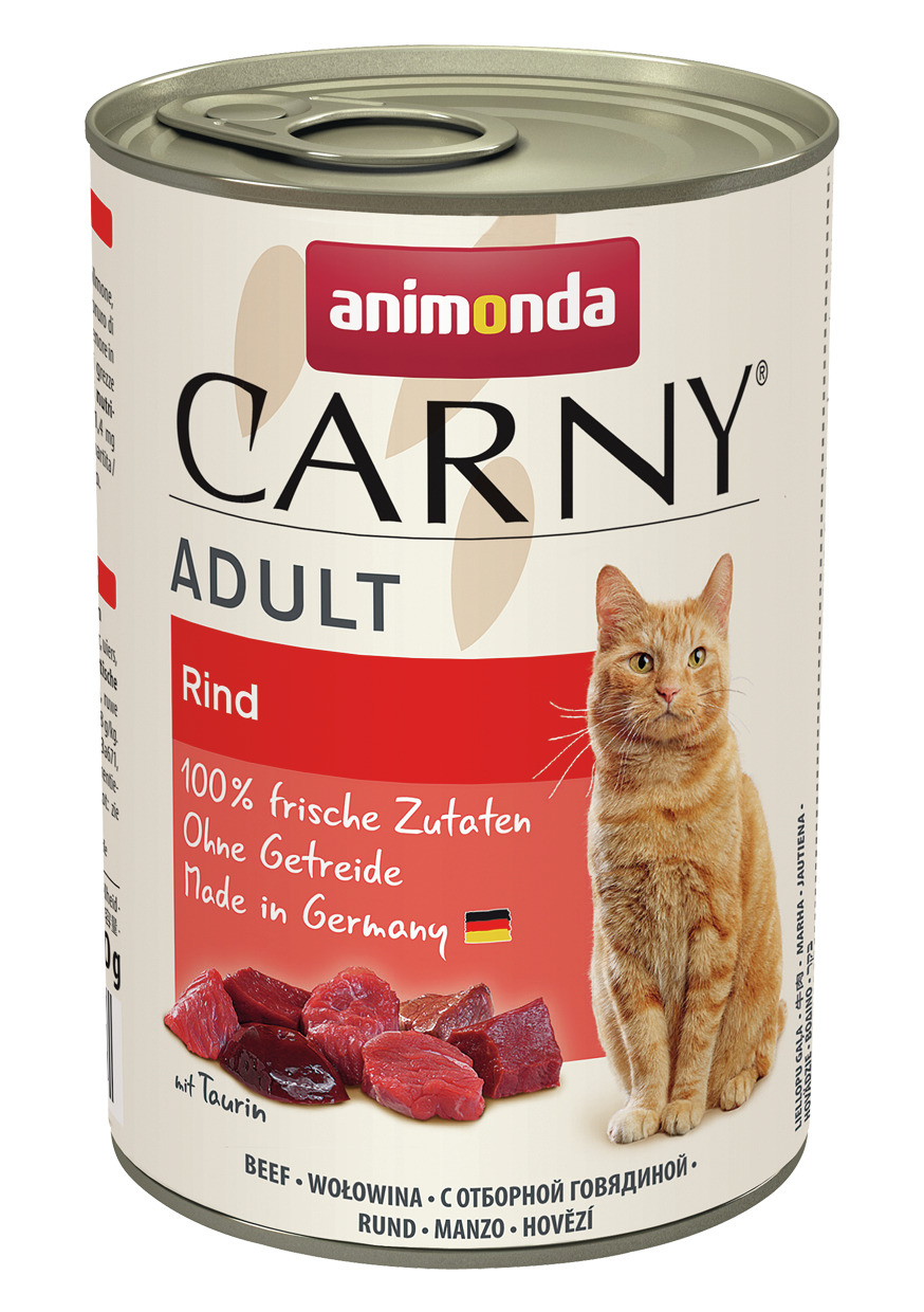 Animonda Carny Adult Katzenfutter, Rind, für ausgewachsene Katzen, 400 g, 100 % frische Zutaten, ohne Getreide, Made in Germany.