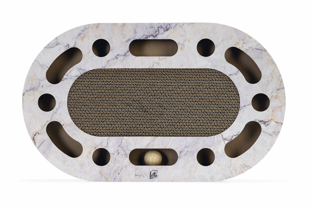 Designed by Lotte Kratzbaum für Katzen, beige, platzsparend, ideal für kleine Räume, Höhe ca. 110 cm, modernes Design.