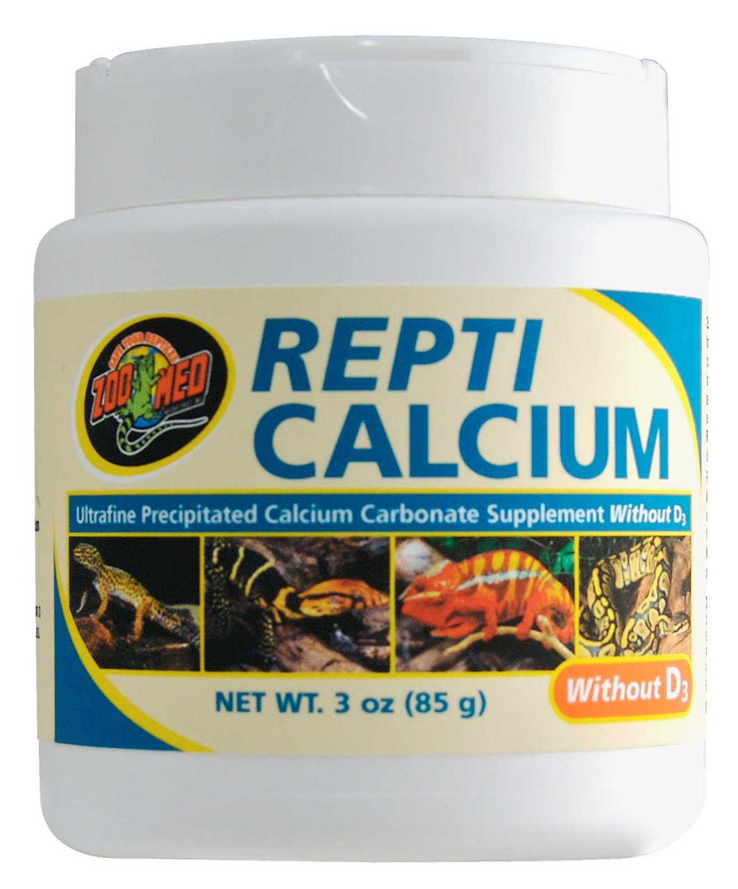 Zoo Med Repti Calcium Without D3, Kalziumpräparat f. Reptilien, ultrafeines Kalziumkarbonat, 85 g, ohne Vit. D3.