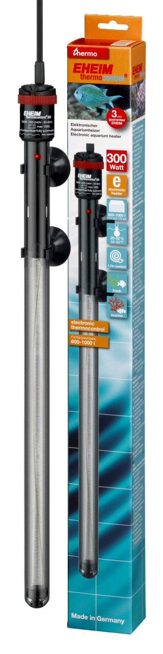 EHEIM thermocontrol Aquariumheizer, 300W, für 600-1000L, Schwarz, mit Saugnäpfen, für Aquarienbesitzer, Made in Germany.