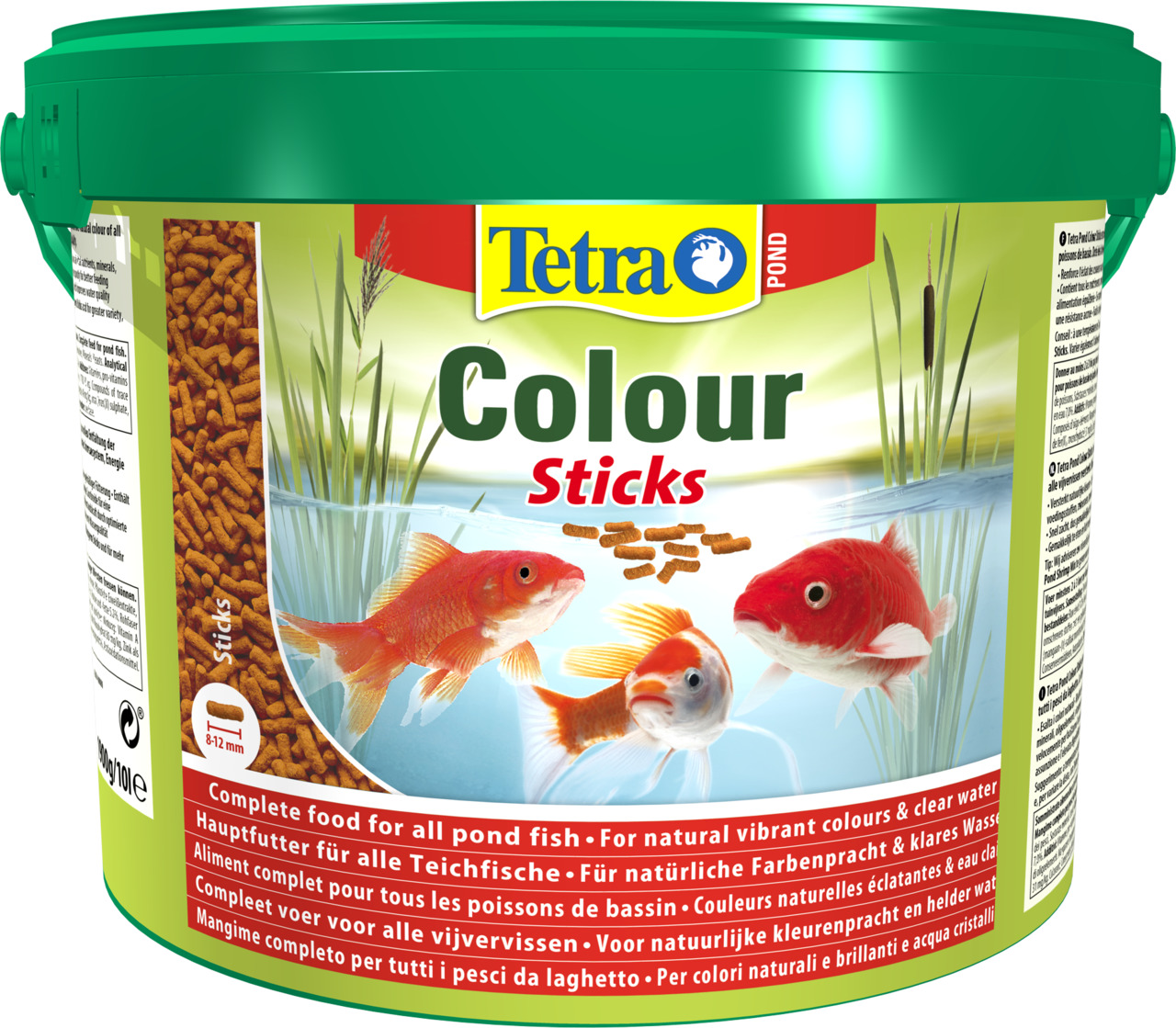 Tetra Pond Colour Sticks, Hauptfutter für Teichfische, fördert Farbenpracht & klares Wasser, 10 L.