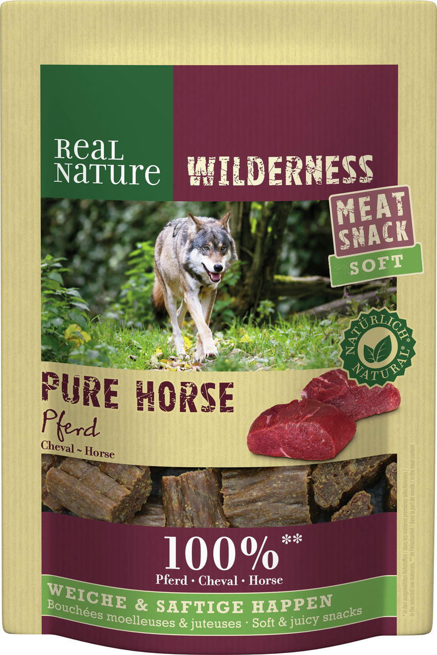 REAL NATURE Wilderness Meat Snack Soft – Pure Horse, Hundesnack, 100 % Pferdefleisch, natürliche Qualität, 100 g.