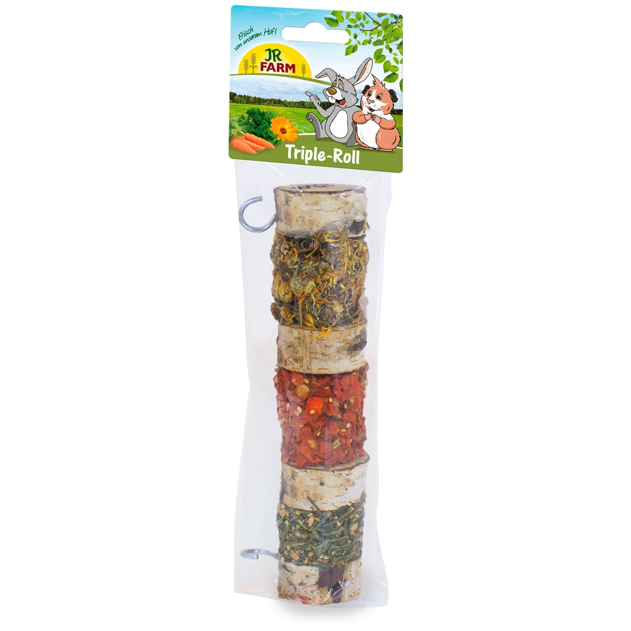 JR FARM Triple-Roll für Nager, Geschmacksrichtungen: Kräuter, Gemüse, Blüten, 3 Rollen, artgerechte Beschäftigungsspielerei.