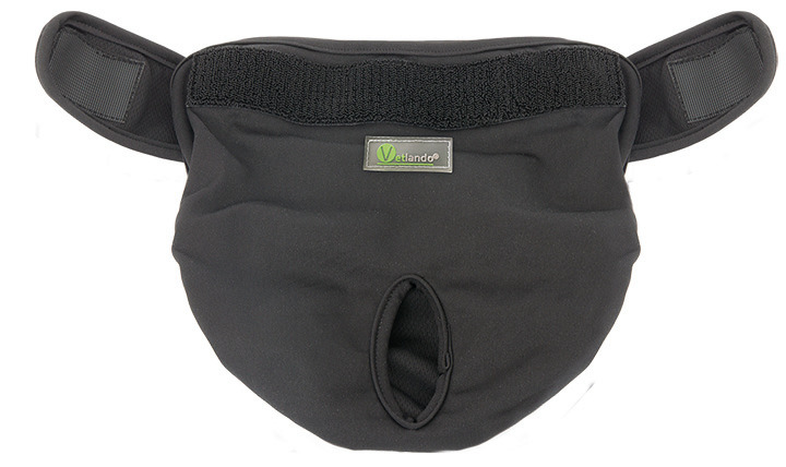 Vetlando Hundewindel-Schutz, für inkontinente/läufige Hunde, robust, atmungsaktiv, Klettverschluss, Markenlogo sichtbar.