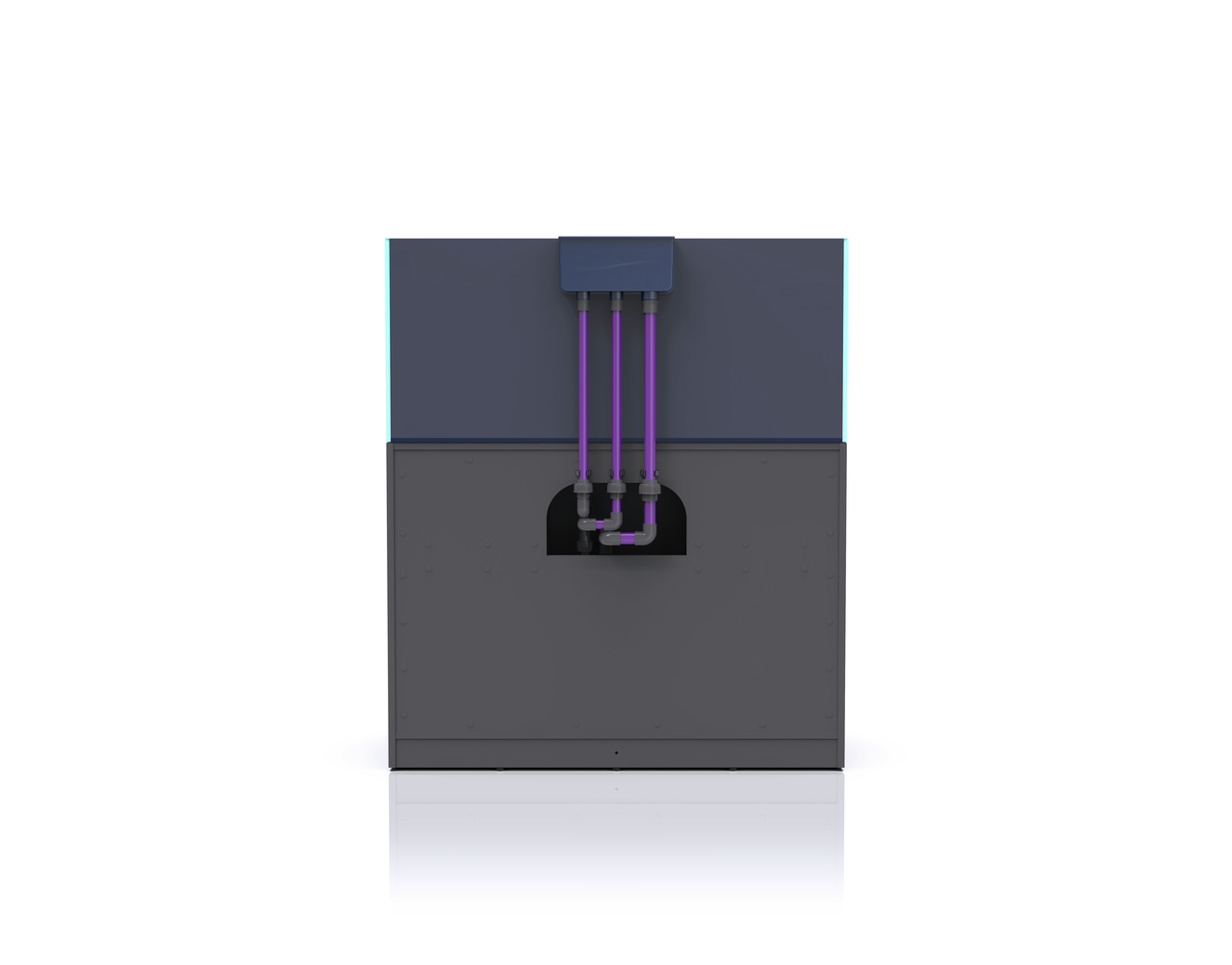 Nyos® OPUS G2 300 Aquarium-System, Meerwasseraquarium für Salzwasserfische & Korallen, mit Technik & lila Rohren, platzsparend.