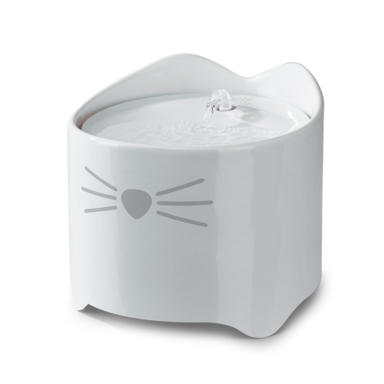 Trinkbrunnen Catit für Katzen, weiß, aus Keramik, fördert gesunde Trinkgewohnheiten, stilvolles Design, 1,5 Liter Fassungsvermögen.