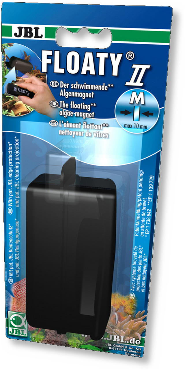 JBL Floaty II M: Schwimmender Algenmagnet für Aquarien (bis 10 mm Glas). Patentierter Kantenschutz. Reinigung für Aquarienbesitzer.