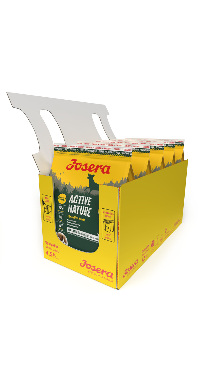 Josera Active Nature, Hundefutter, Lamm, 4,5 kg (5 Frischebeutel), für aktive Hunde, hohe Qualität, natürliche Zutaten.