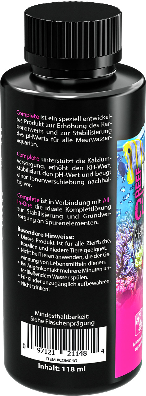 MICROBE-LIFT Complete, 118 ml, Pflegemittel für Meerwasseraquarien: KH-Wert?, pH stabil, Kalziumversorgung, für Zierfische, Korallen, Tiere.