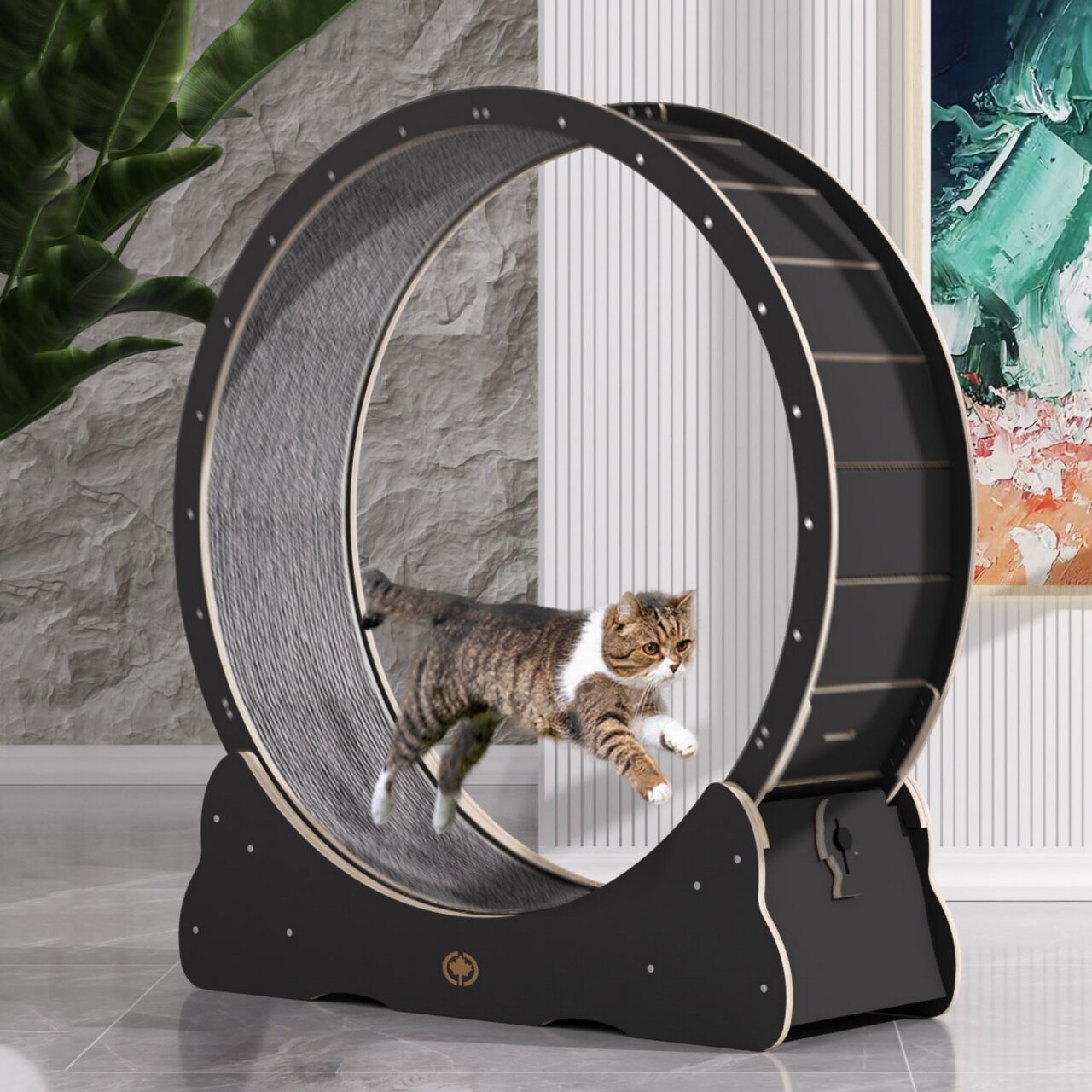 CanadianCat Katzenlaufrad, schwarz, für aktive Katzen, rutschfeste Lauffläche, robust, ideal für Spiel & Bewegung.