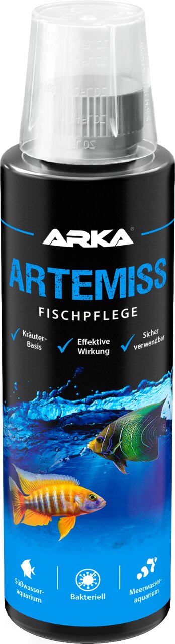ARKA ARTEMISS Fischpflege für Süß- und Meerwasseraquarien, bakterielle Pflege auf Kräuter-Basis, sicher verwendbar.