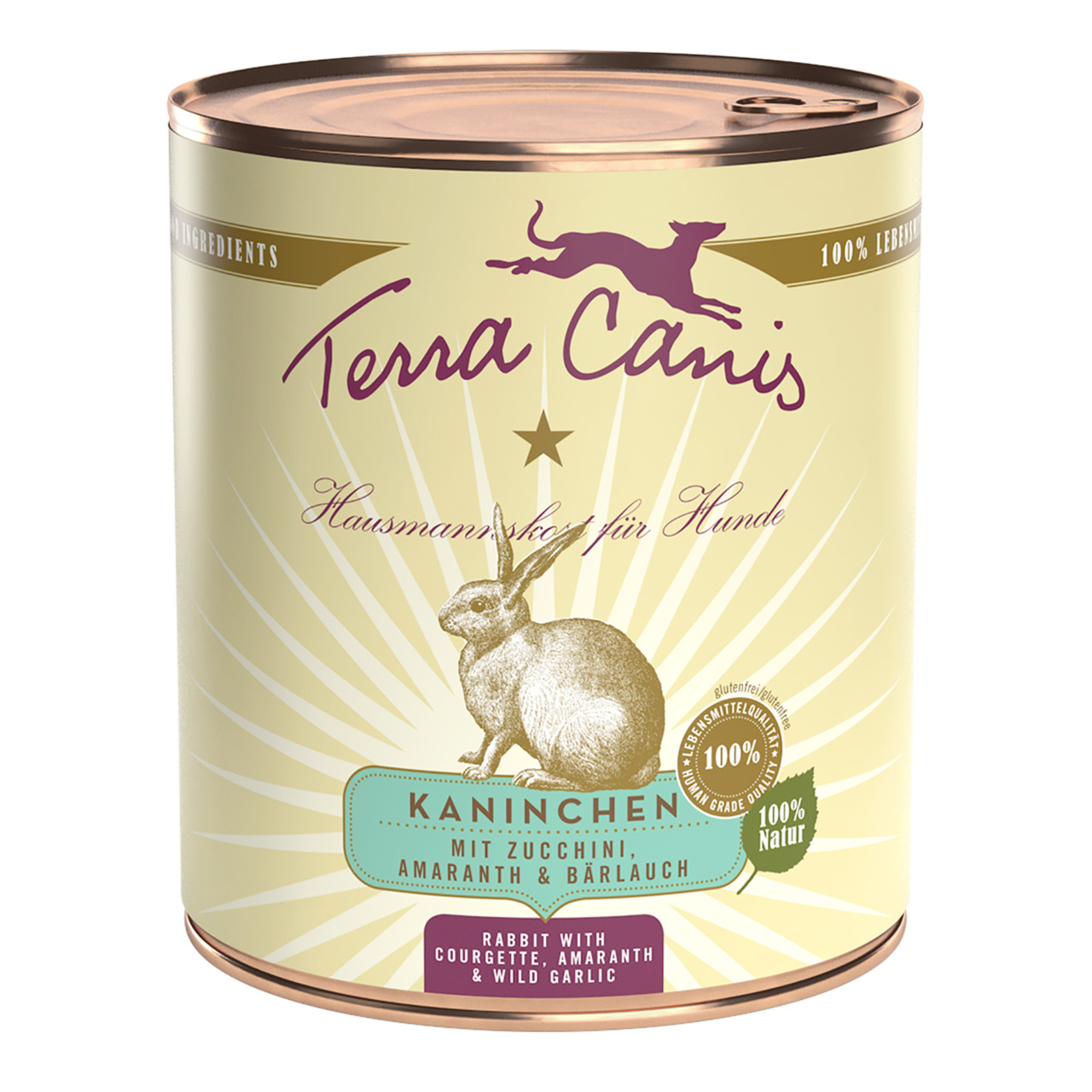 Terra Canis Hausmannskost für Hunde, Kaninchen, Zucchini, Amaranth & Bärlauch, 100 % nat. Zutaten, glutenfrei, 400 g.
