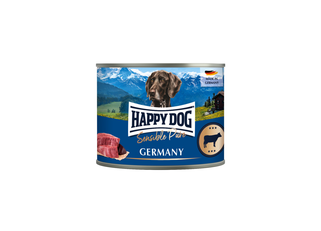 HAPPY DOG Sensible Pure Germany, Hundefutter, Rind, 400 g, „Made in Germany“.