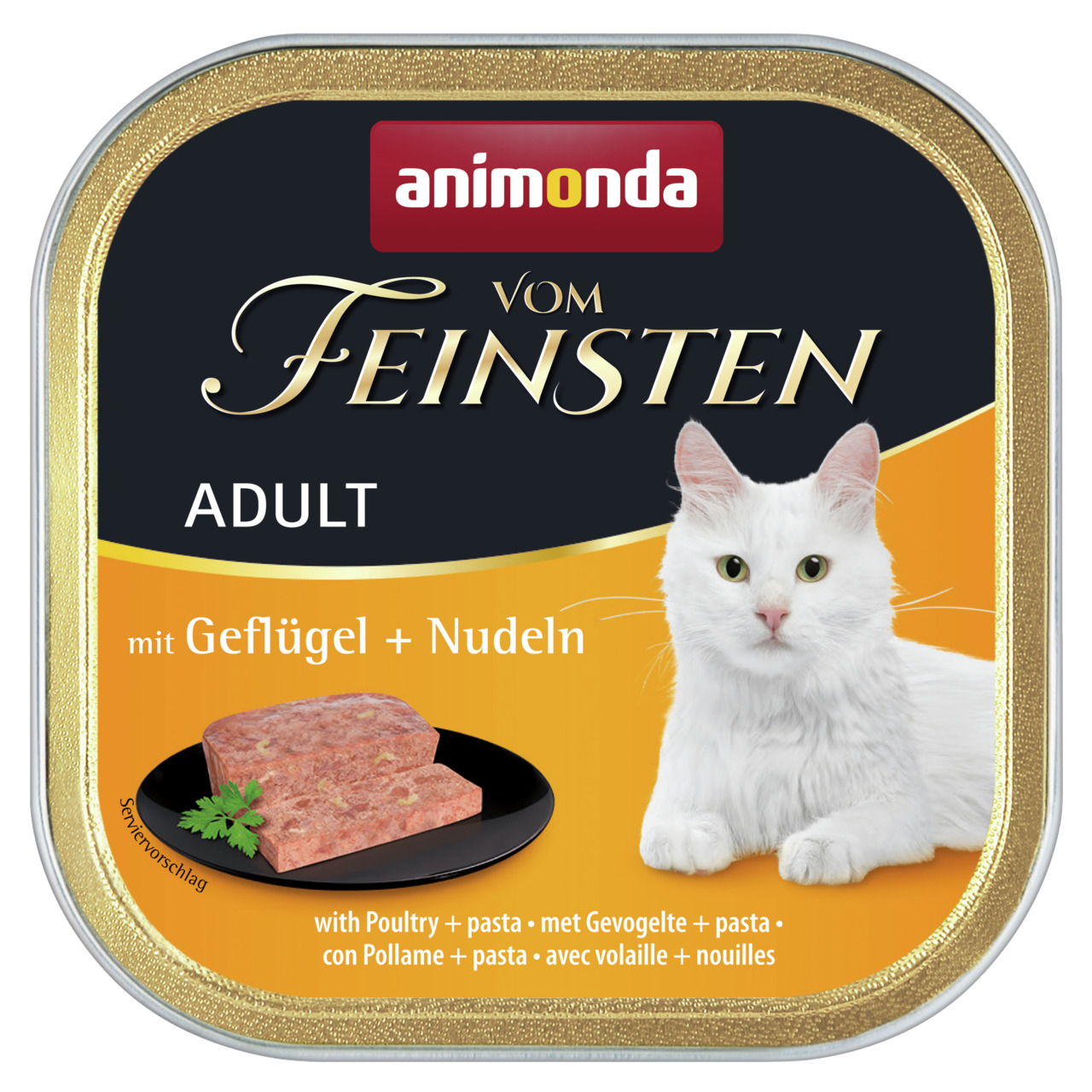 Sparpaket 8 x 100 g Animonda Vom Feinsten Adult mit Geflügel + Nudeln Katzen Nassfutter