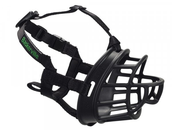Baskerville Ultra Maulkorb, für mittelgroße/große Hunde, schwarz, robust & flexibel, verstellbare Nylonriemen, sicher & bequem.