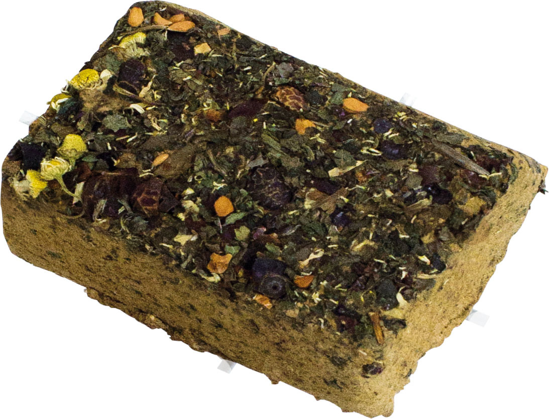 JR FARM Kräuter-Eck, Snackblock (150 g) für Kaninchen & Meerschweinchen, Kräuter-Geschmack, Ergänzungsfutter aus Kräutern, Blüten & Gemüse.