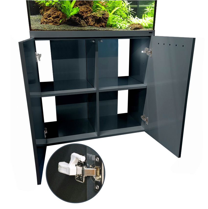 Amtra Unterschrank, grau, für Aquarien, 4 Fächer, 2 Türen mit hochwertigen Scharnieren, ideal für Aquaristik-Enthusiasten.