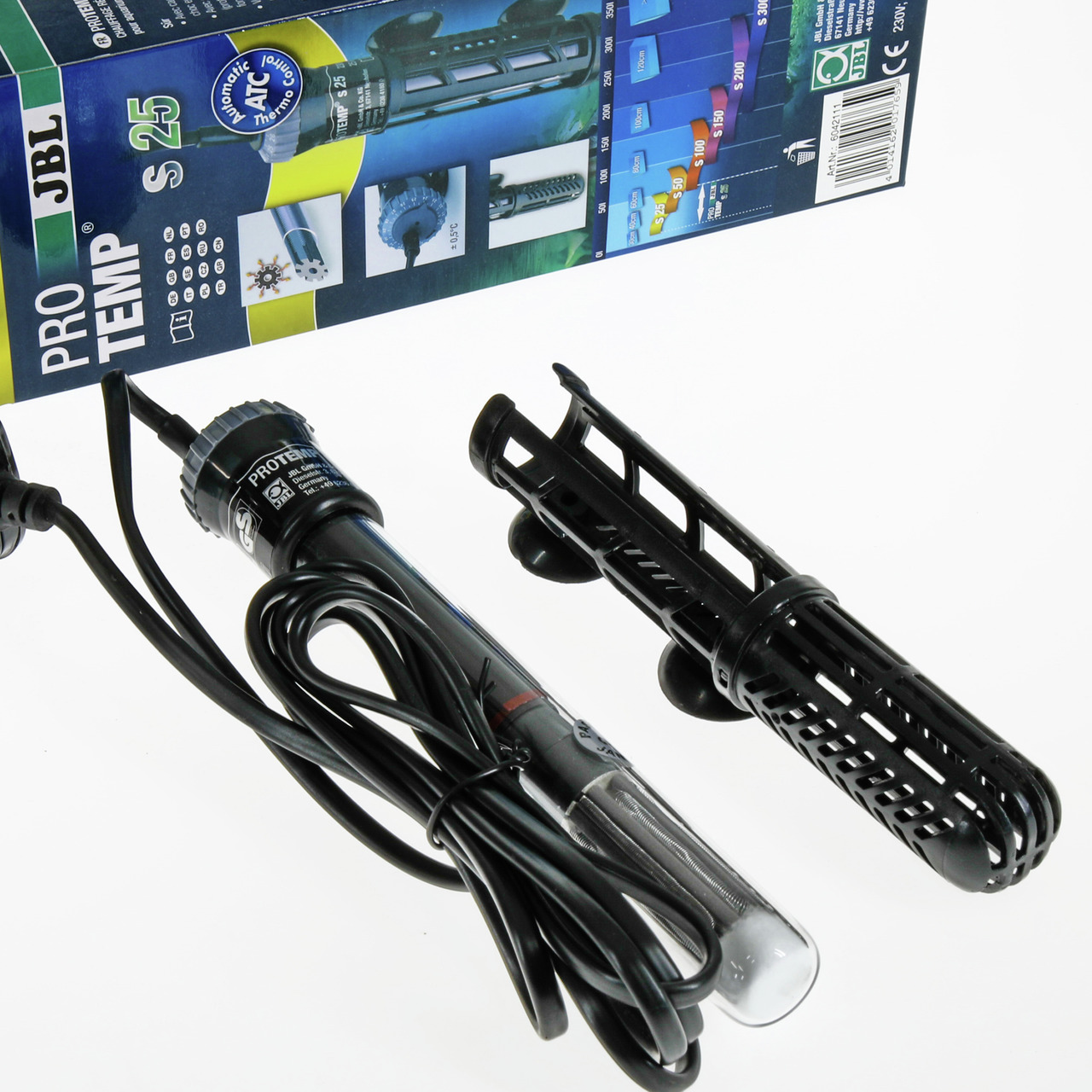 JBL ProTemp S25: Regelheizer f. Süß-/Meerwasseraquarien, präzise Temp.regelung, Schutzabdeckung, Saugnäpfe, f. Aquarienbesitzer.