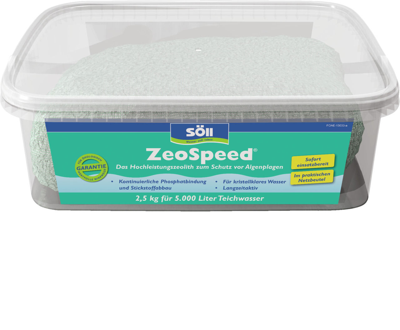 Söll ZeoSpeed, Hochleistungszeolith für Teichbesitzer, 2,5 kg, bindet Phosphate, baut Stickstoff ab, sorgt für klares Wasser.