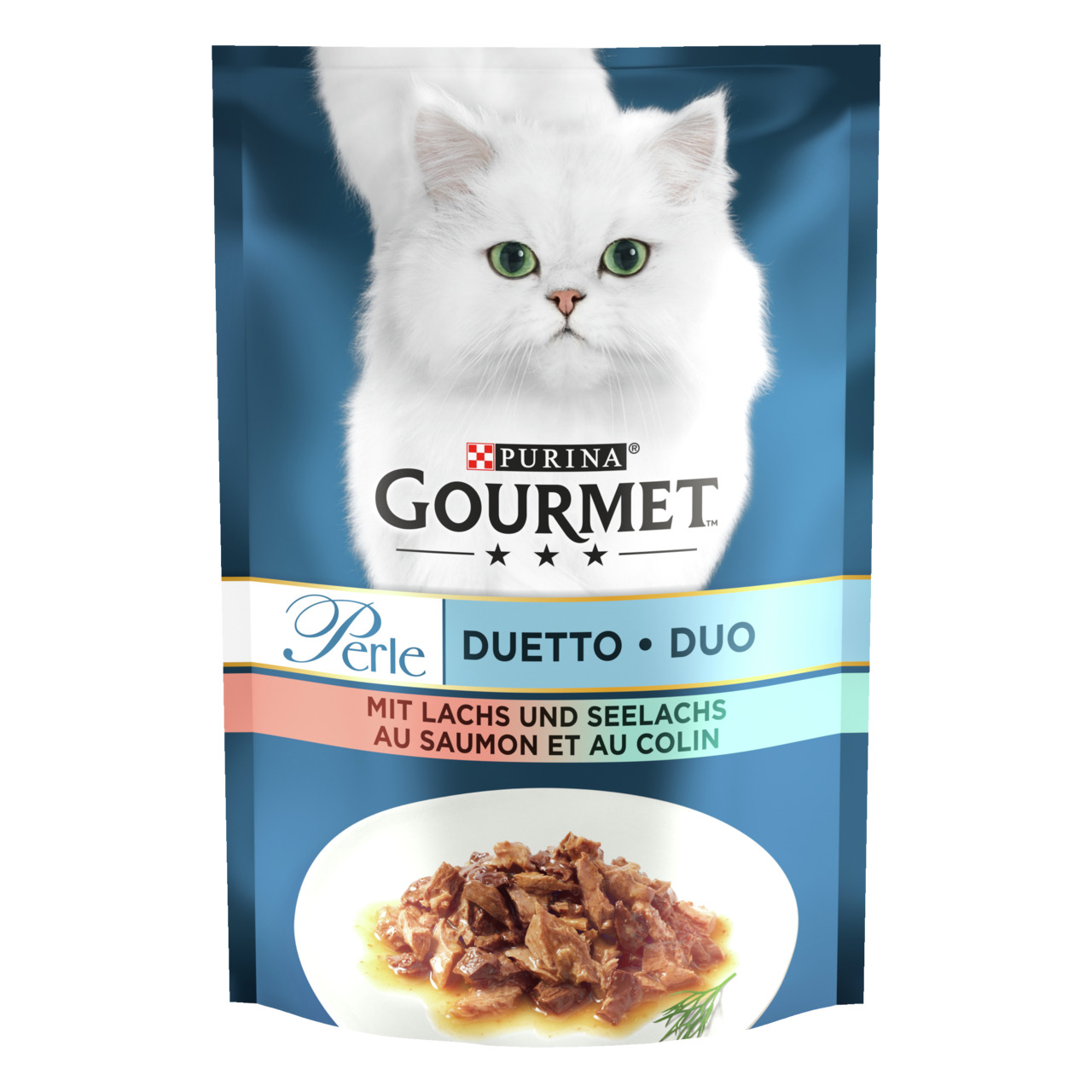Gourmet Perle Duetto di Mare mit Lachs und Seelachs 85g Katzenfutter