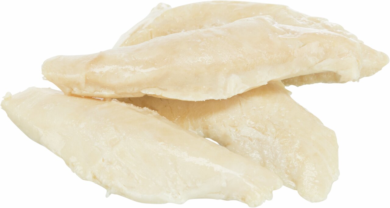 Vier Hähnchenfilet-Streifen von TRIXIE, Hundesnack, Geschmacksrichtung Huhn, 100 g, proteinreich und leicht verdaulich.