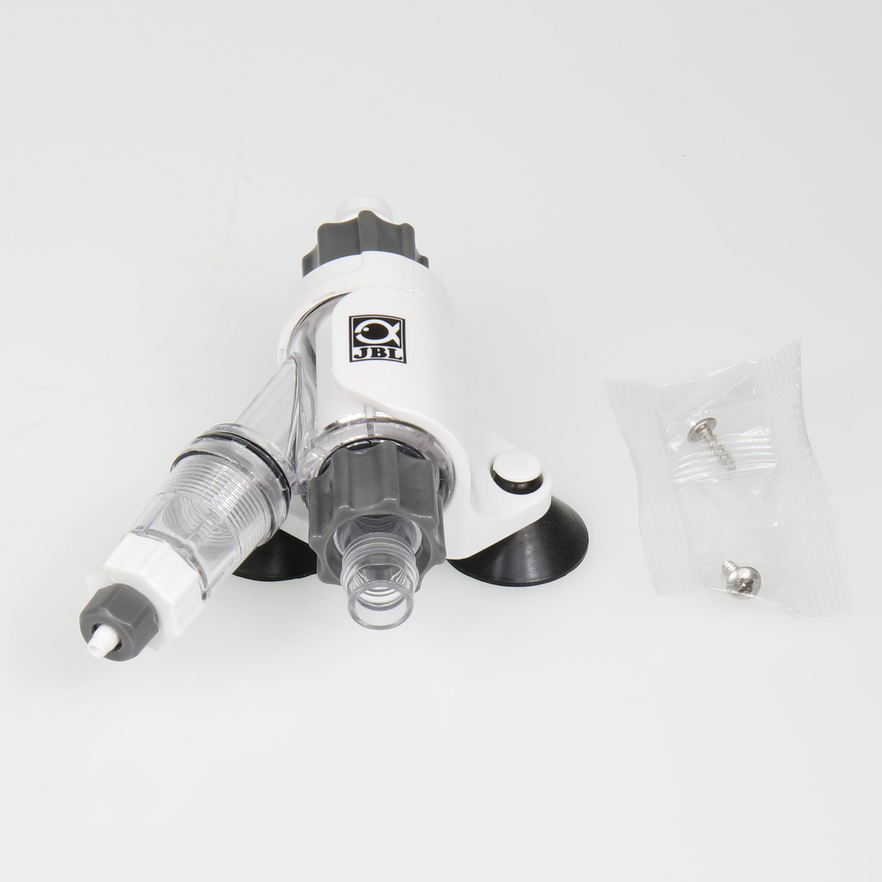 JBL Aqua In-Out Wasserwechsel-Set, Zubehör f. Aquarienbesitzer, erleichtert Wasserwechsel, inkl. Ventil, Anschlüsse, Saugnäpfe, Schrauben.