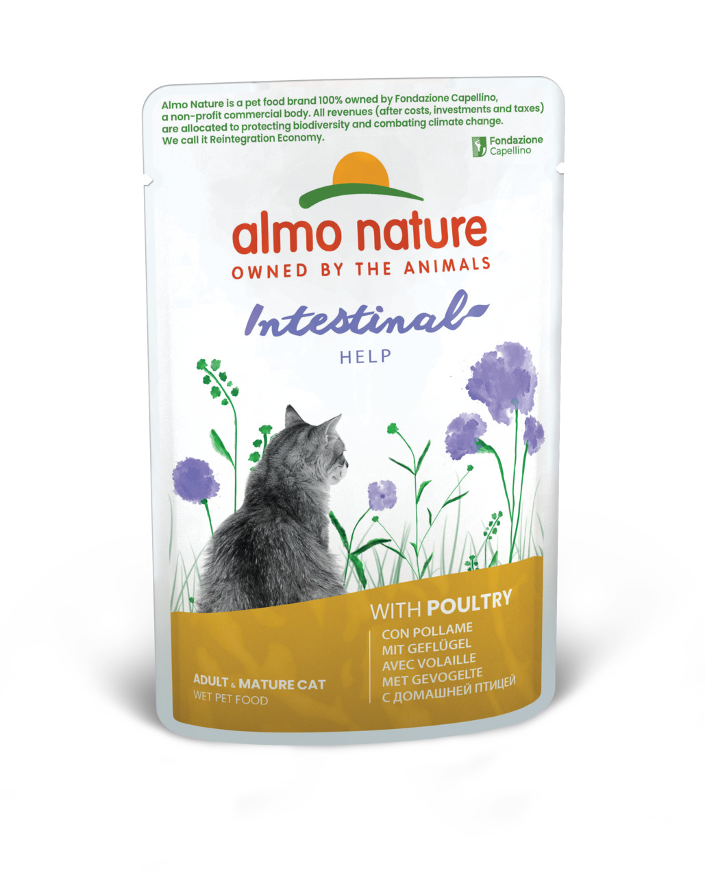 Almo Nature Intestinal Help, Katzenfutter f. erw. Katzen, Geflügel, 70 g, nachhaltig, Tierwohl.