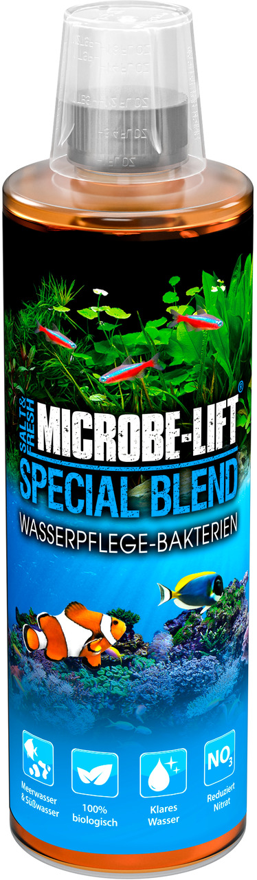 MICROBE-LIFT Special Blend: Wasserpflege-Bakterien für Meer-/Süßwasser-Aquarien, 100 % bio, klares Wasser, reduziert Nitrat.