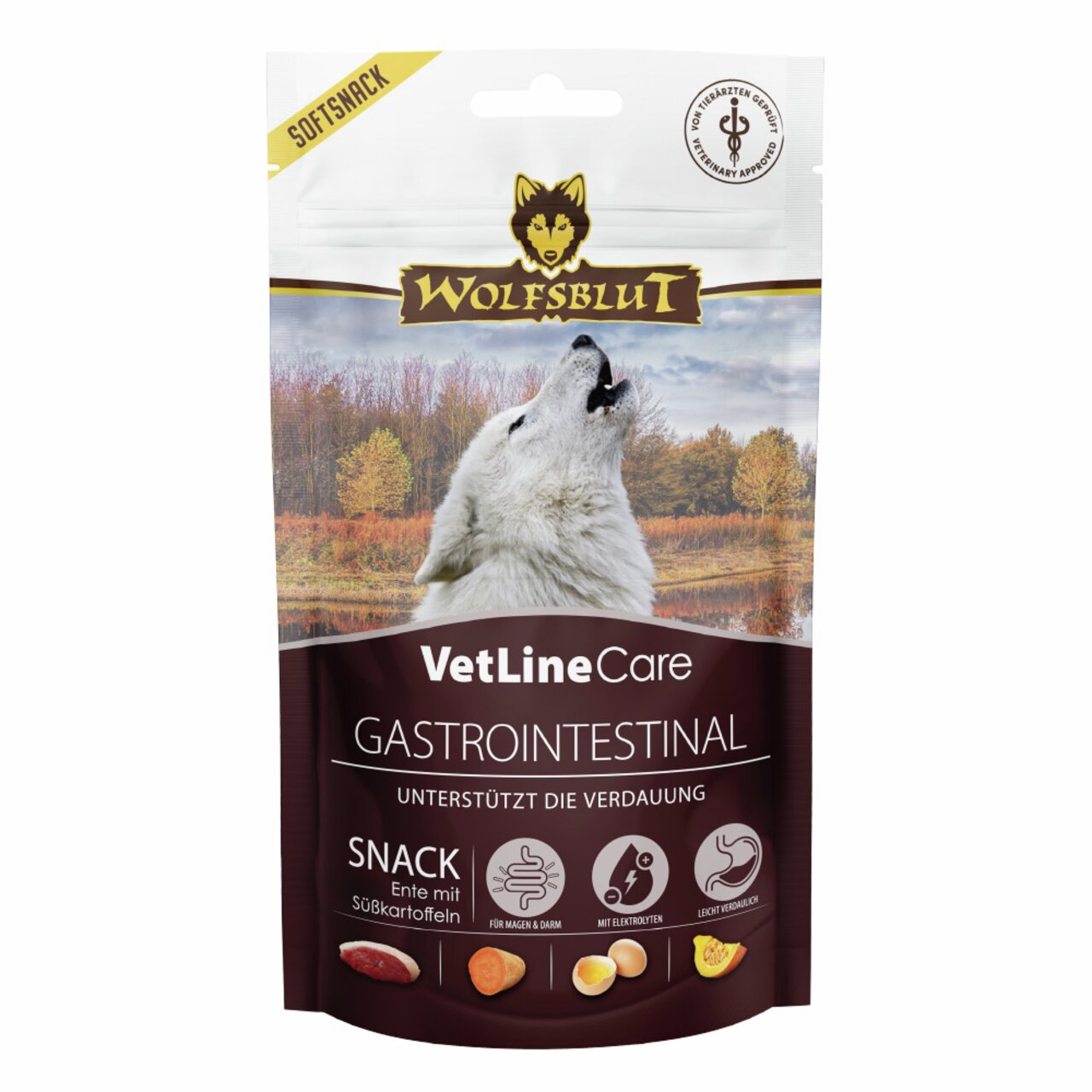 Wolfsblut VetLine Care Gastrointestinal Softsnack, Hundesnack, Ente & Süßkartoffeln, verdauungsfördernd, 150g.