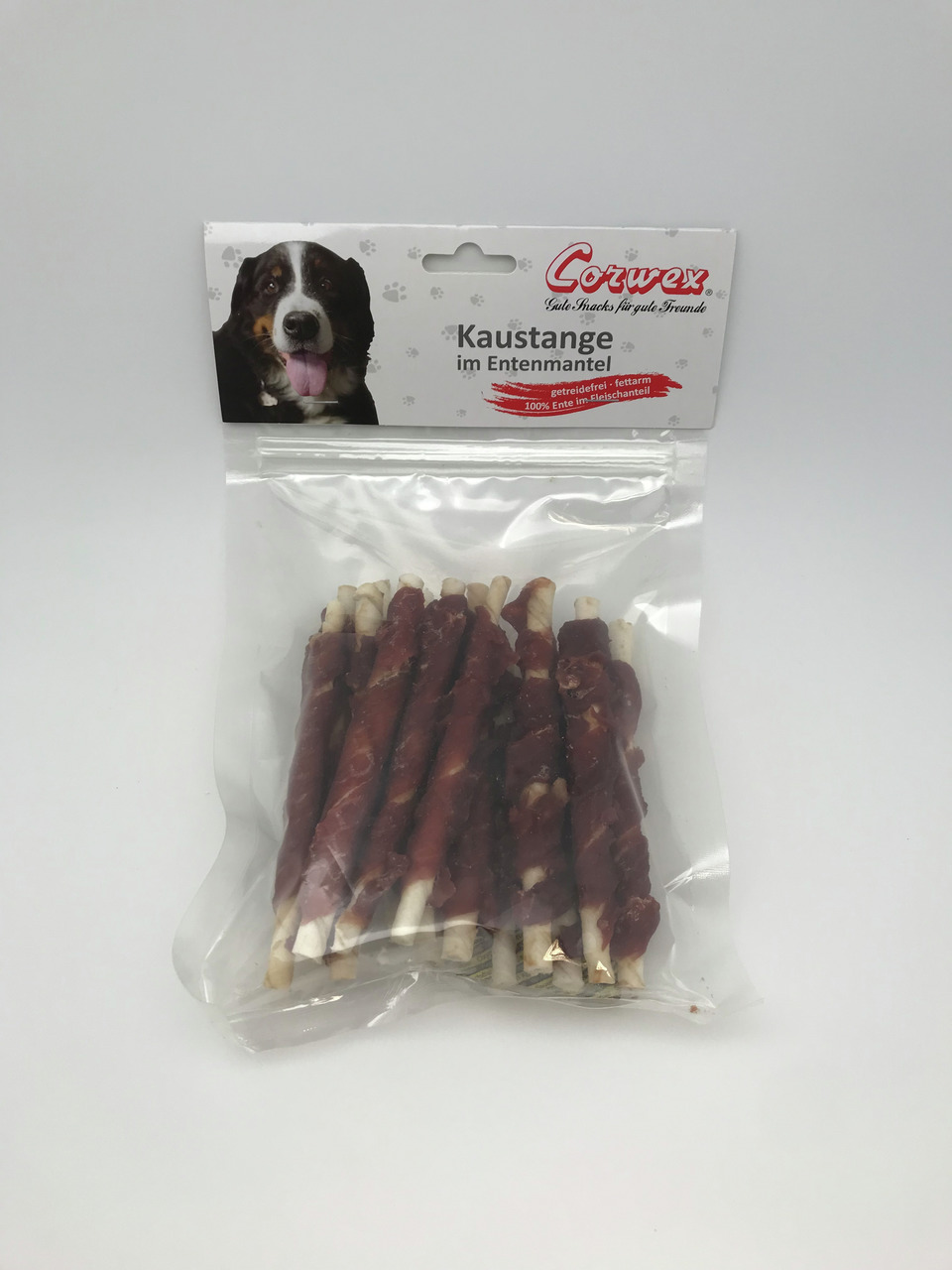 Corwex Kaustange im Entenmantel für Hunde, Geschmack Ente, getreidefrei, fettarm, 100 % Ente (Fleischanteil), mehrere Stangen.