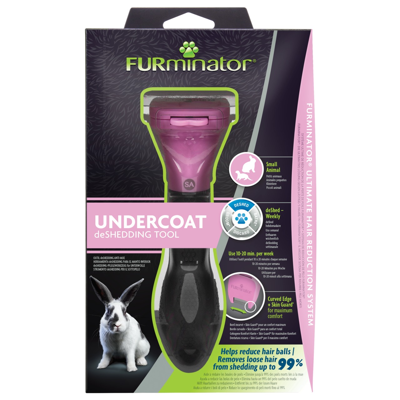FURminator Undercoat deShedding Tool, Fellpflegebürste f. kl. Tiere (Kaninchen, Frettchen), entfernt Unterwolle, reduziert Haarballen.