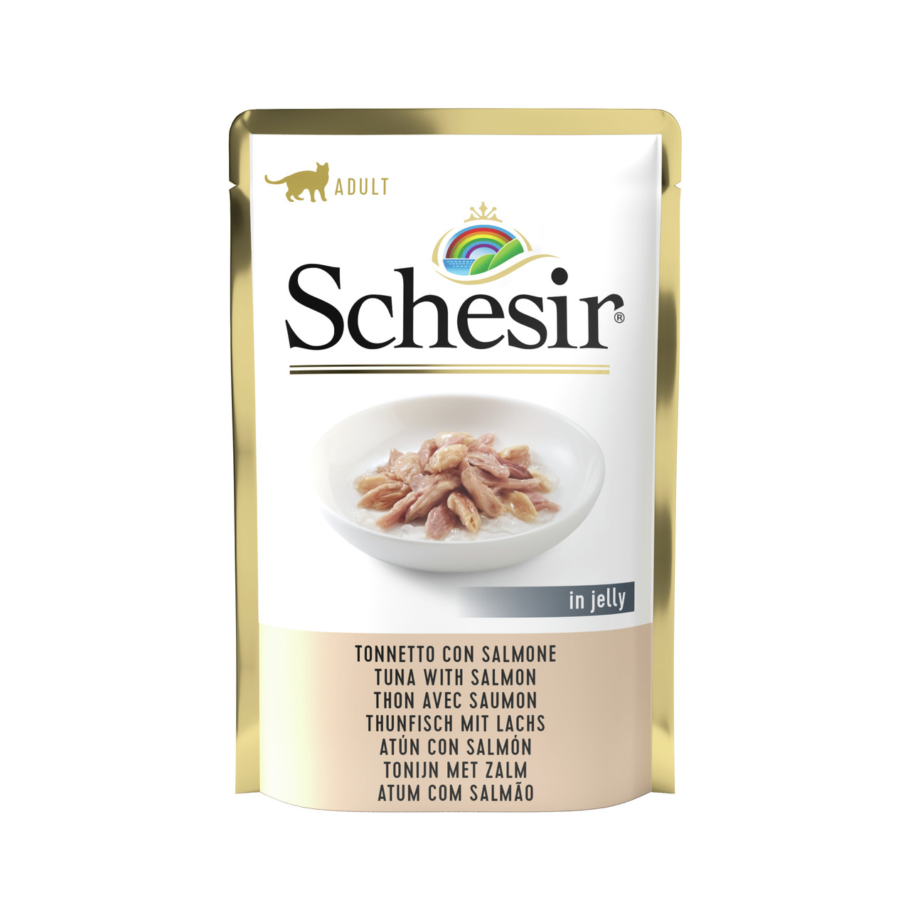 Sparpaket 20 x 85 g Schesir Adult Thunfisch mit Lachs in Jelly Katzen Nassfutter