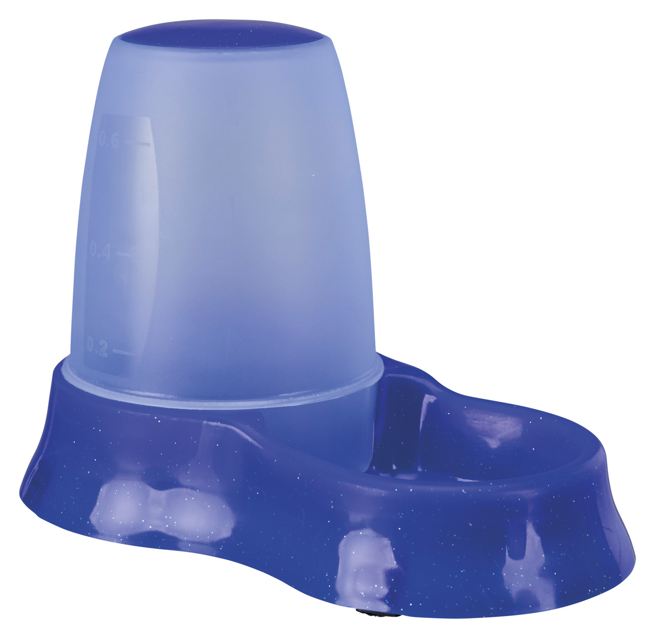 TRIXIE Wasserspender, Hunde-Katzen, 0,6L, blauer Kunststoffsockel, transparente Flasche, ideal f. kontinuierl. Wasserversorgung.