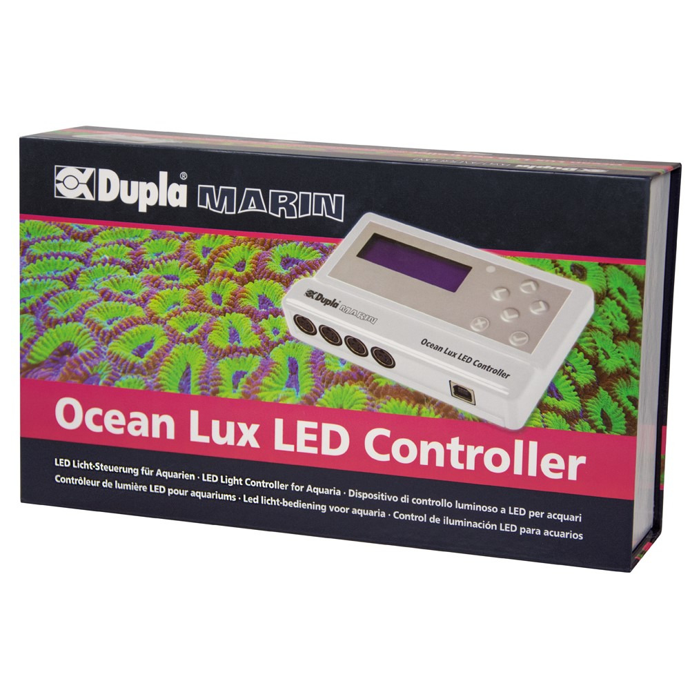 Dupla Marin Ocean Lux LED Controller, LED-Lichtsteuerung für Aquarienbesitzer, präzise Steuerung, Display, Anschlüsse, bunte Korallen.
