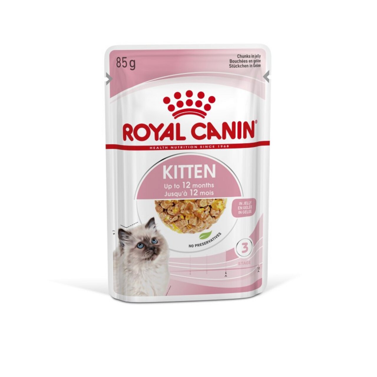 ROYAL CANIN Kitten Nassfutter für Kätzchen bis 12 Monate, in Gelee, 85 g, unterstützt gesundes Wachstum und Entwicklung.